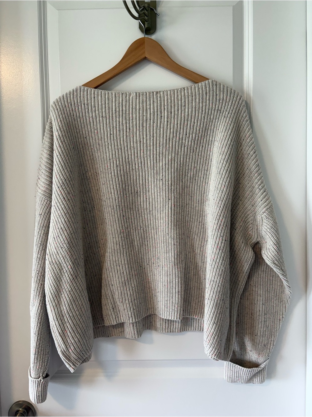 French Connection Oversized Speckled Cotton Sweater Size Large - Picture 2 of 9